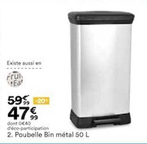 poubelle bin métal 50 l