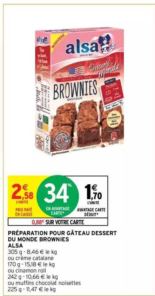 Préparation Pour Gâteau Dessert Du Monde Brownies Alsa