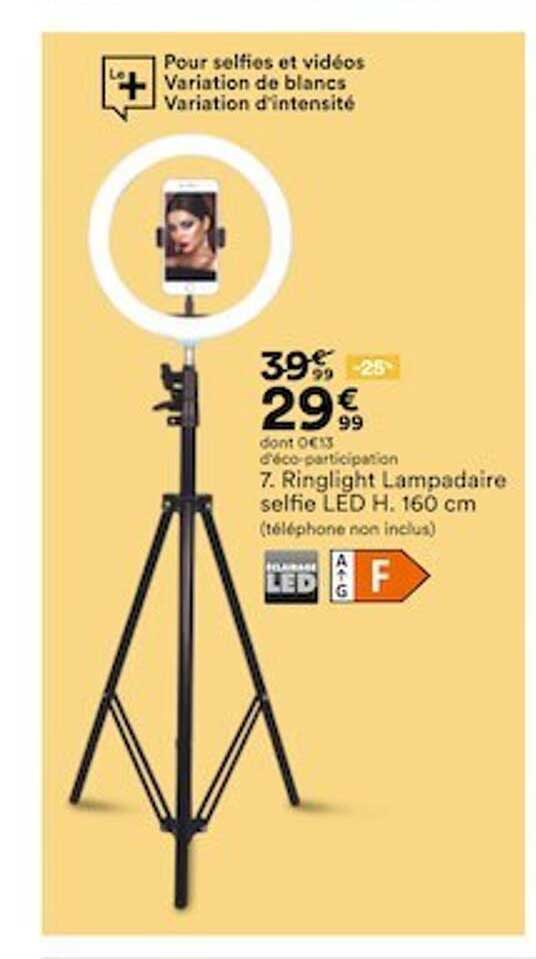 ringlight lampadaire selfie led h. 160 cm