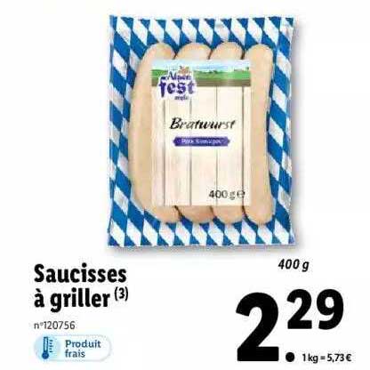 saucisses à griller alpen fest