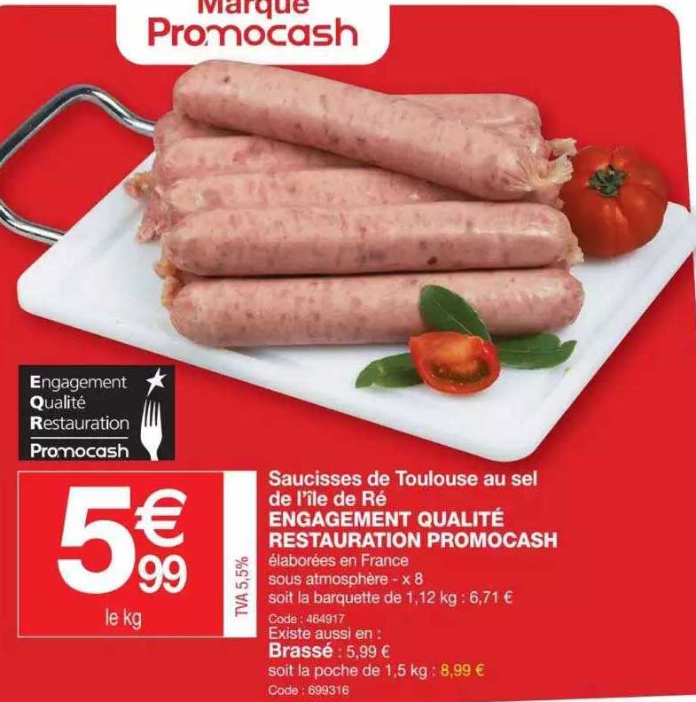saucisses de toulouse au sel de l'île de ré engagement qualité restauration promocash