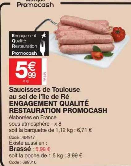 saucisses de toulouse au sel de l'île de ré engagement qualité restauration promocash