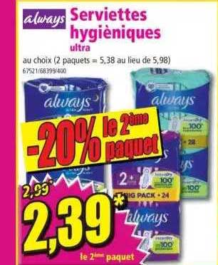 serviettes hygiéniques ultra always
