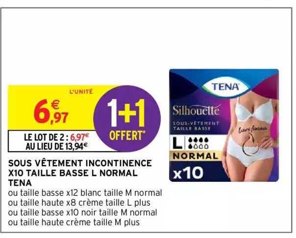 sous vêtement incontinence x10 taille basse l normal tena