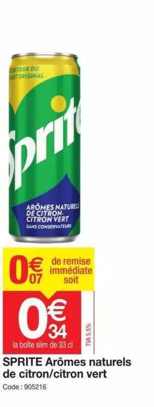 sprite arômes naturels de citron-citron vert