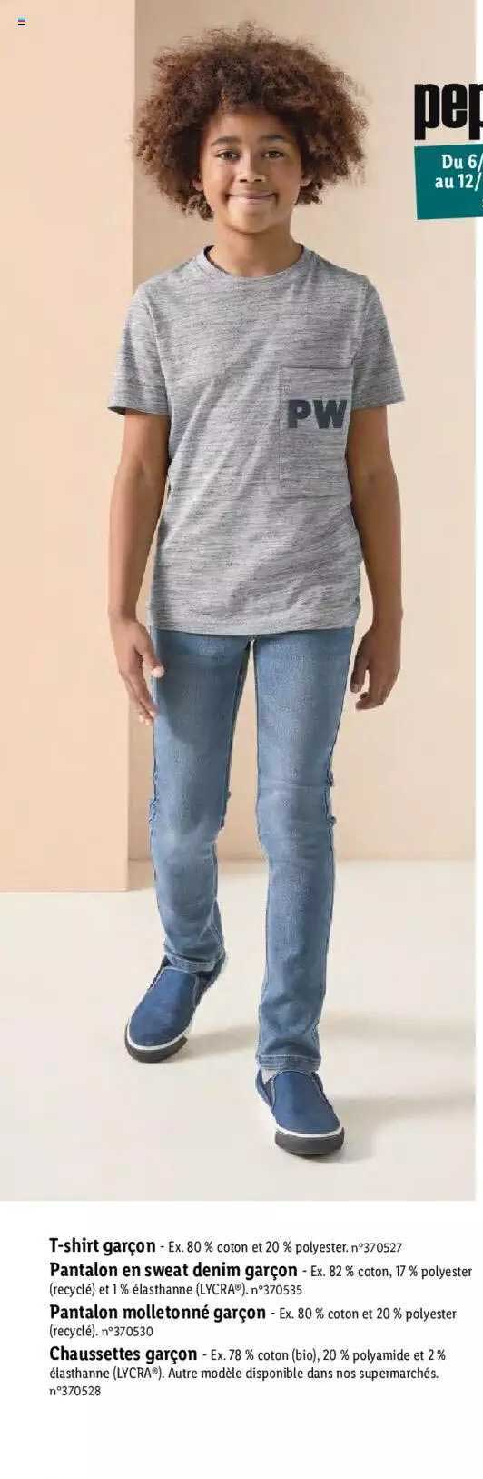 t-shirt garçon, pantalon en sweat denim garçon, pantalon molletonné garçon, chaussettes garçon