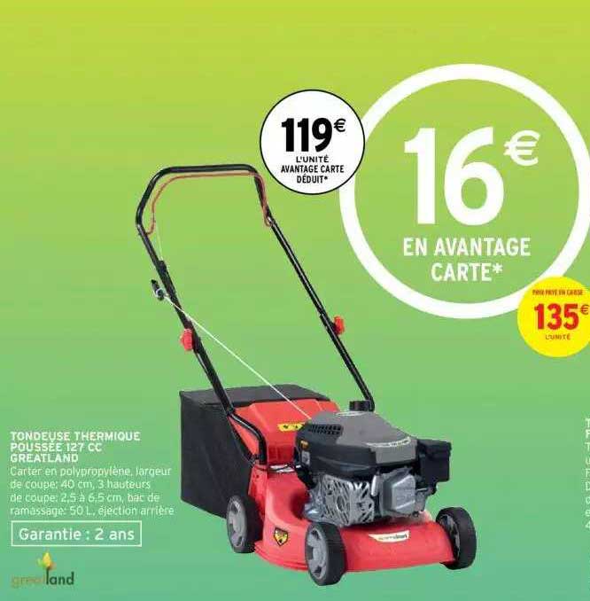 tondeuse thermique poussée 127 cc greatland