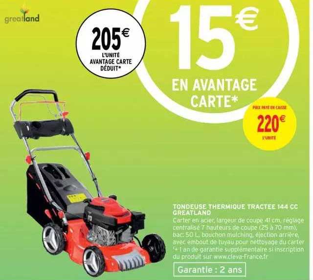 tondeuse thermique tractée 144 cc greatland