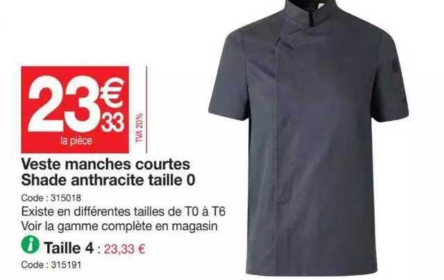 veste manches courtes shade anthracite taille 0