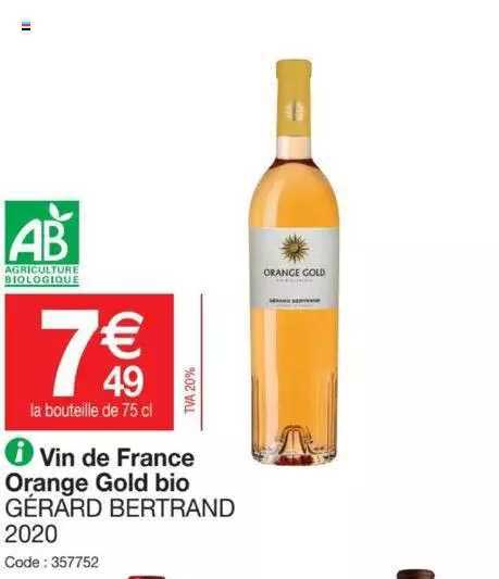 vin de france orange gold bio gérard bertrand 2020