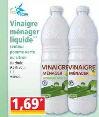 Vinaigre Ménager Liquide Senteur Pomme Verte Ou Citron