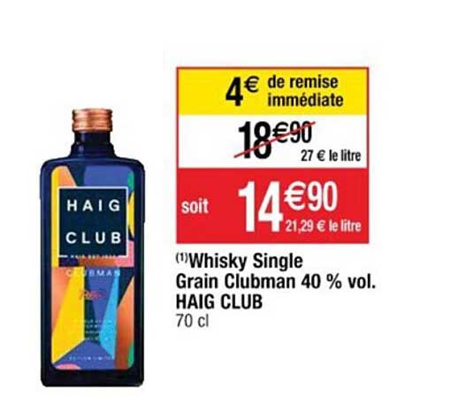 whisky single grain clubman 40% vol. haig club