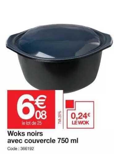 Woks Noirs Avec Couvercle 750 Lm
