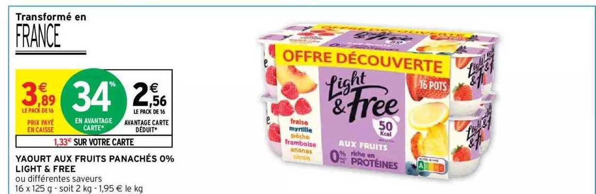 Yaourt Aux Fruits Panachés 0% Light & Free