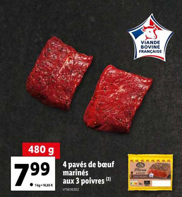 4 Pavés De Bœuf Marinés Aux 3 Poivres