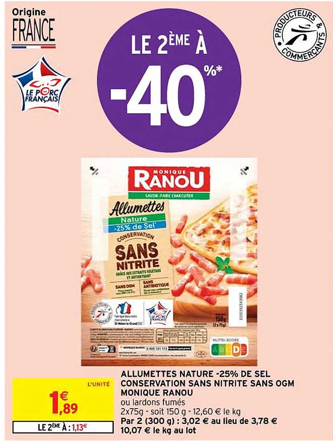 allumettes nature -25% de sel conservation sans nitrite sans ogm monique ranou