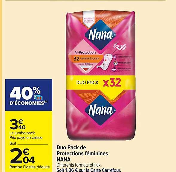 duo pack de protections féminines nana