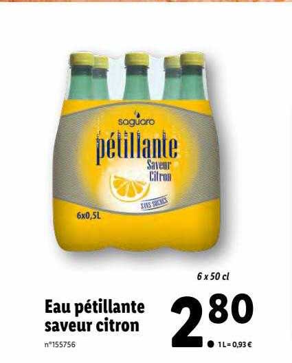 Eau Pétillante Saveur Citron Saguaro