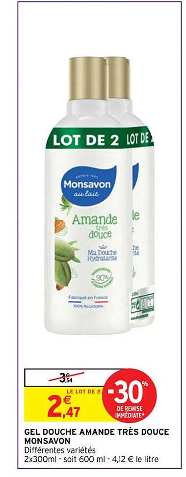gel douche amande très douce monsavon
