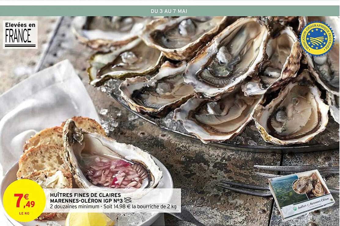 huîtres fines de claires marennes-oléron igp n°3