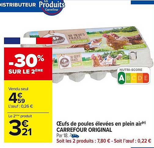 œufs de poules élevées en plein air carrefour original