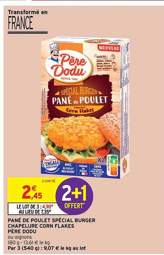 pané de poulet spécial burger chapelure corn flakes père dodu