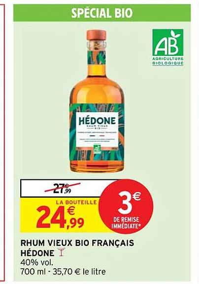 Rhum Vieux Bio Français Hédone