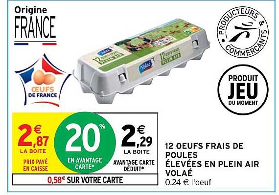 12 œufs frais de poules élevées en plein air volaé
