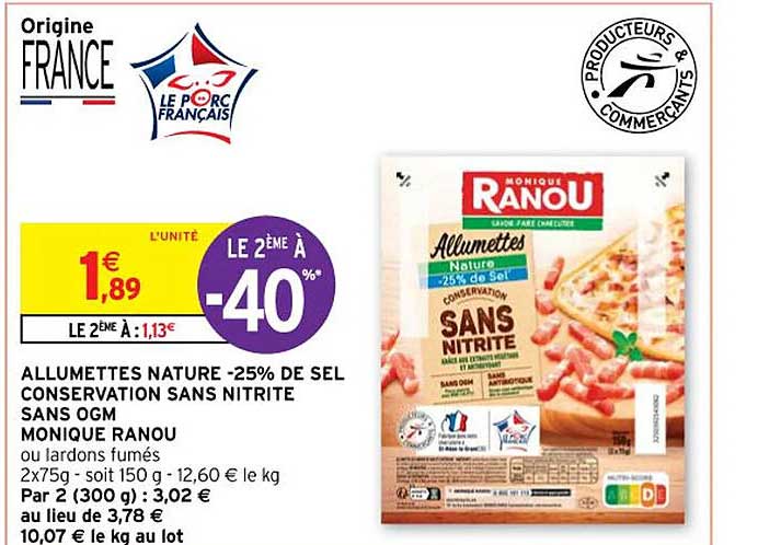 allumettes nature -25% de sel conservation sans nitrite sans ogm monique ranou