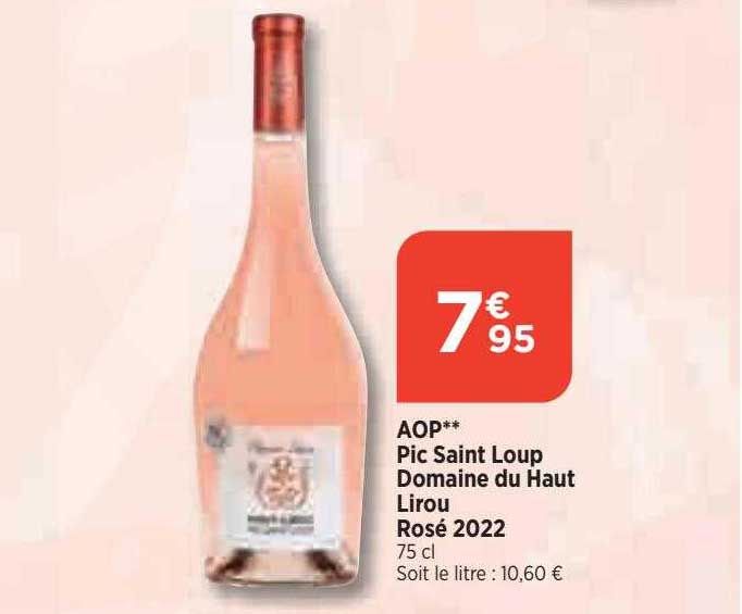aop pic saint loup domaine du hant lirou rosé 2022