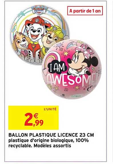 Ballon Plastique Licence 23 Cm