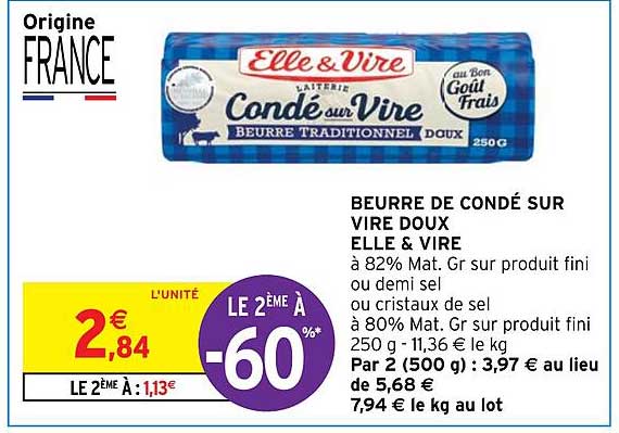 Beurre De Condé Sur Vire Doux Elle & Vire