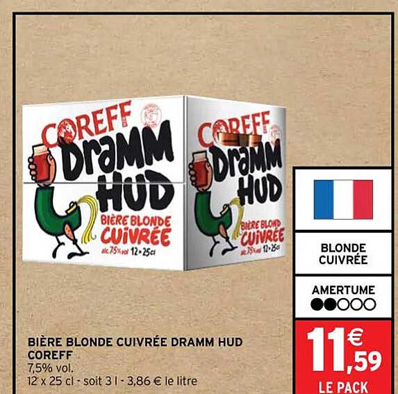 bière blonde cuivrée dramm hud coreff