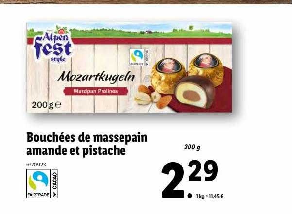 bouchées de massepain amande et pistache alpen fest