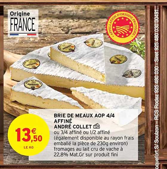 brie de meaux aop 4-4 affiné andré collet