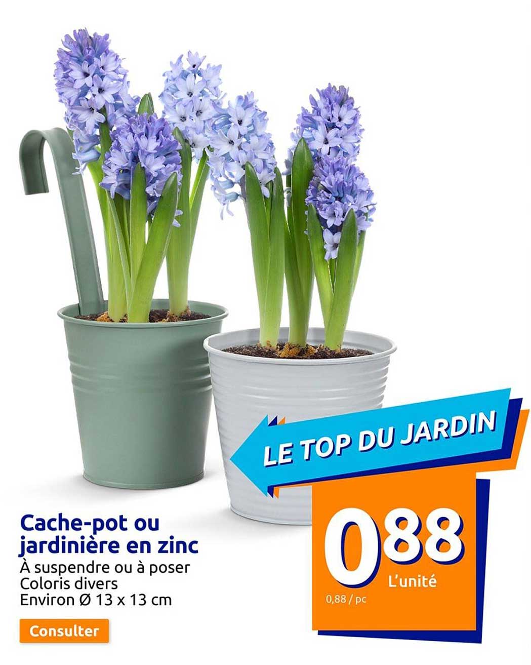 cache-pot ou jardinière en zinc
