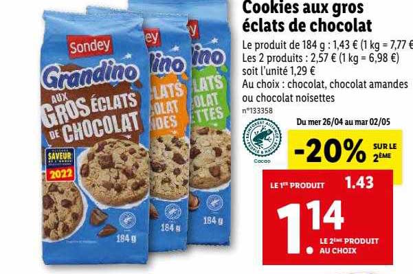 Cookies Aux Gros éclats De Chocolat Sondey