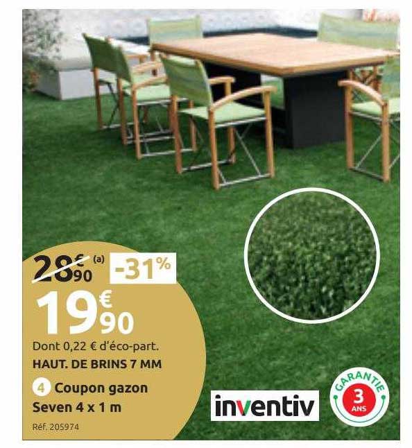 coupon gazon seven 4 x 1 m inventiv