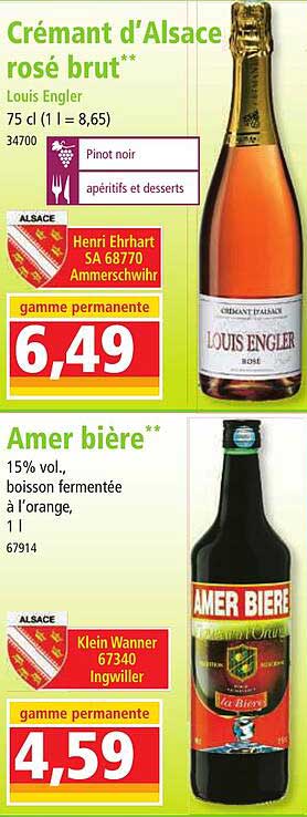 crémant d'alsace rosé brut louis engler, amer bière