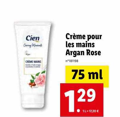 Crème Pour Les Mains Argan Rose Cien
