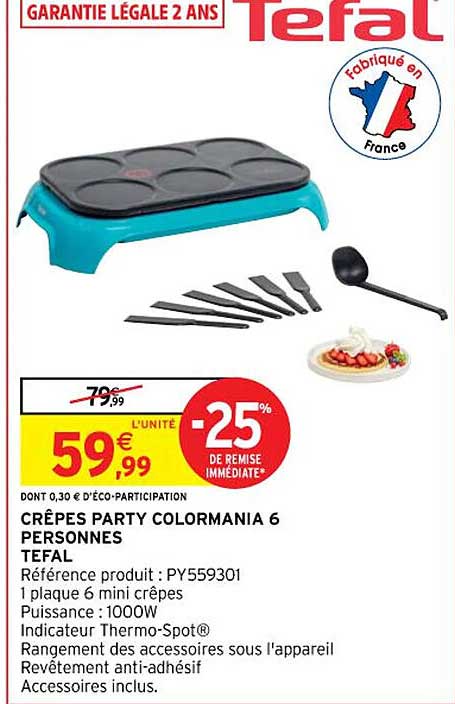 Crêpes Party Colormania 6 Personnes Tefal