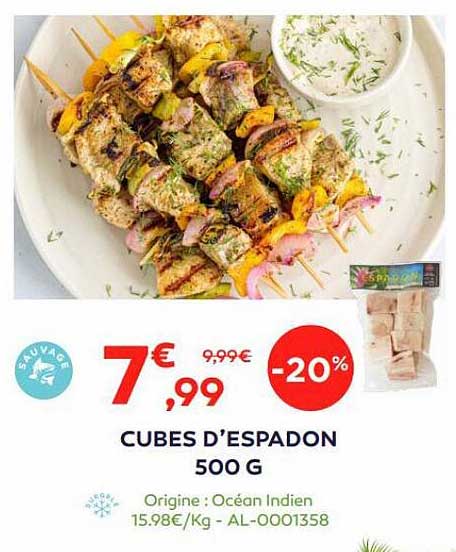 cubes d'espadon 500 g
