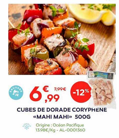 cubes de dorade coryphene «mahi mahi» 500 g