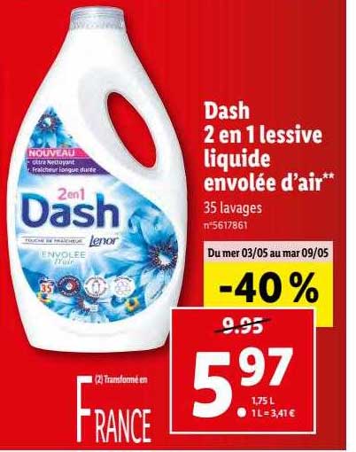dash 2 en 1 lessive liquide envolée d'air