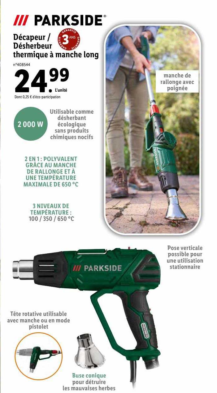 Décapeur-désherbeur Thermique à Manche Long Parkside