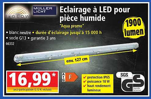 éclairage à led pour pièce humide "aqua promo" i-glow, müller light