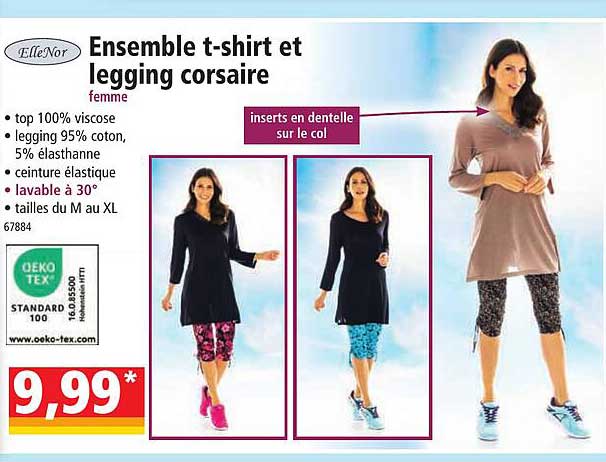 ensemble t-shirt et legging corsaire femme elleNor