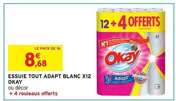 essuie tout adapt blanc x 12 okay