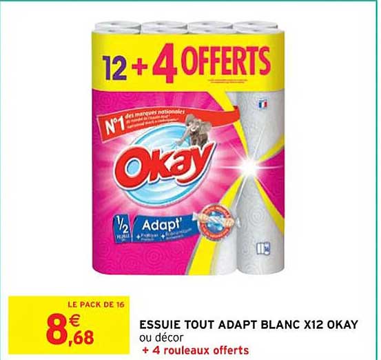 essuie tout adapt blanc x 12 okay
