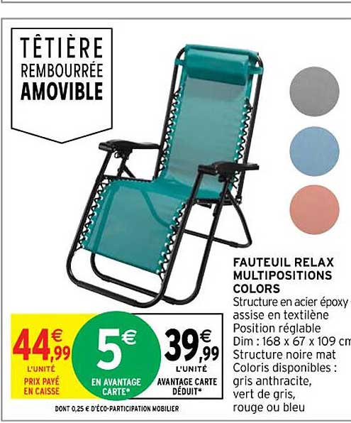 fauteuil relax multipositions colors